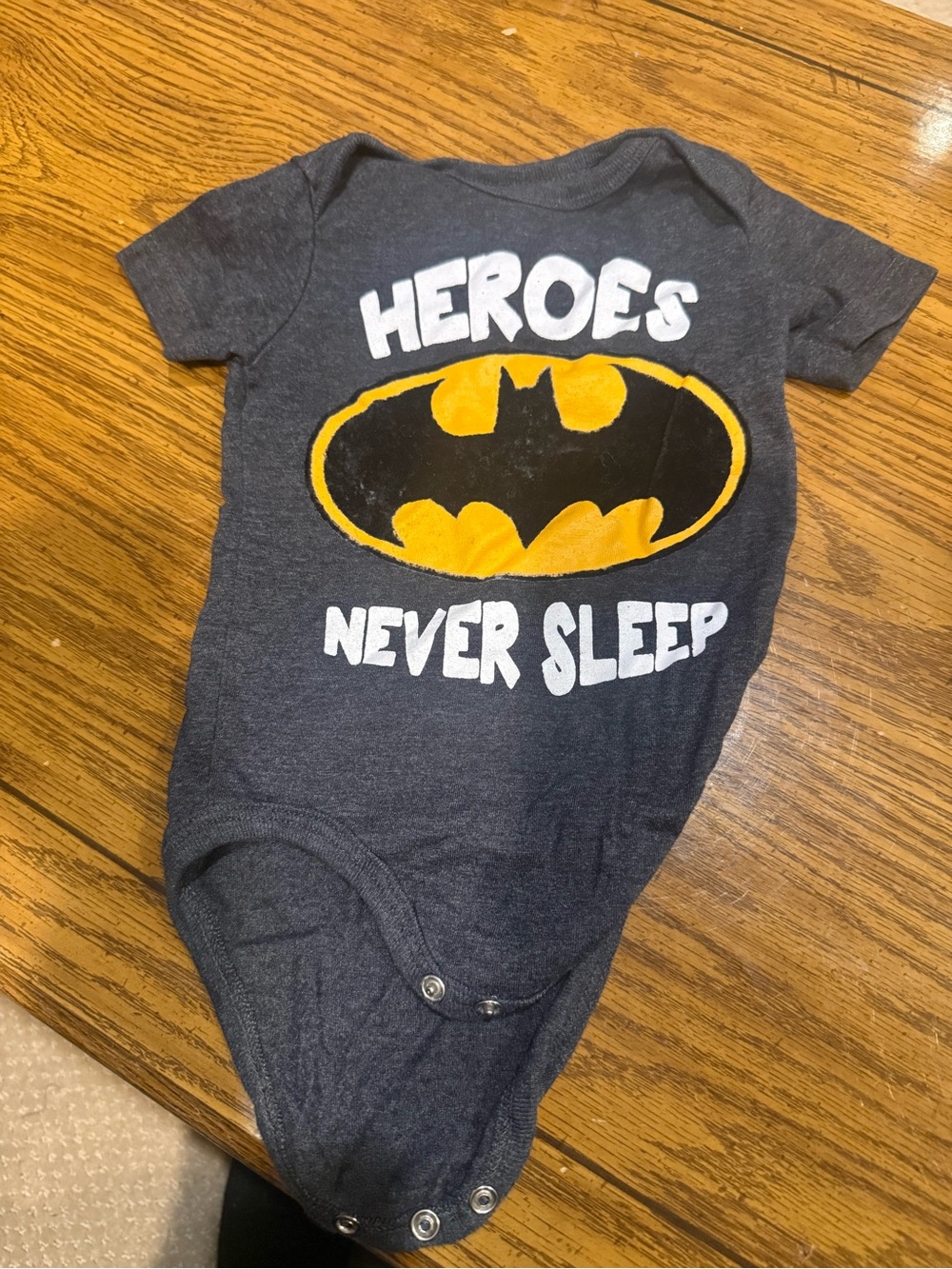 6 for $10 Baby One-Piece with Yellow & Black Batman Logo